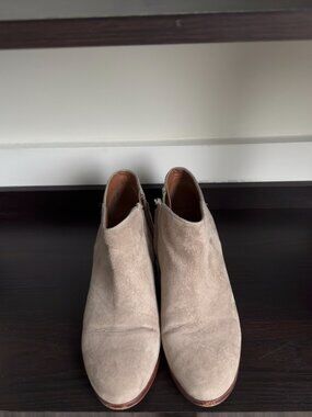 Sam Edelman Sand Taupe Suede Ankle Boots | Side Zip | Size 7.5